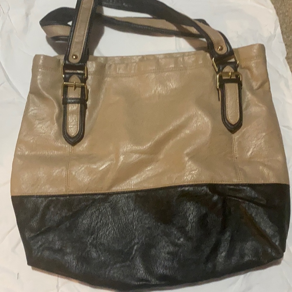 Christian Siriano for payless tan and black bag
